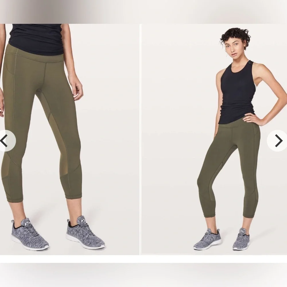 Lululemon Pace Rival Crop Full On Luxtreme 22”  Size 6 Dark Olive sport gym yoga